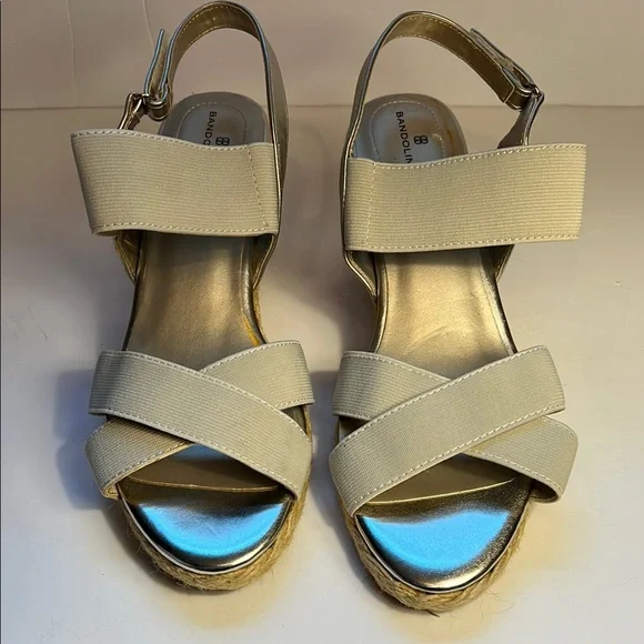 Bandolino Hearsay 2 Womens Slingback Wedge Heel Sandal Size 8.5M w/Beige Fabric - Picture 9 of 11